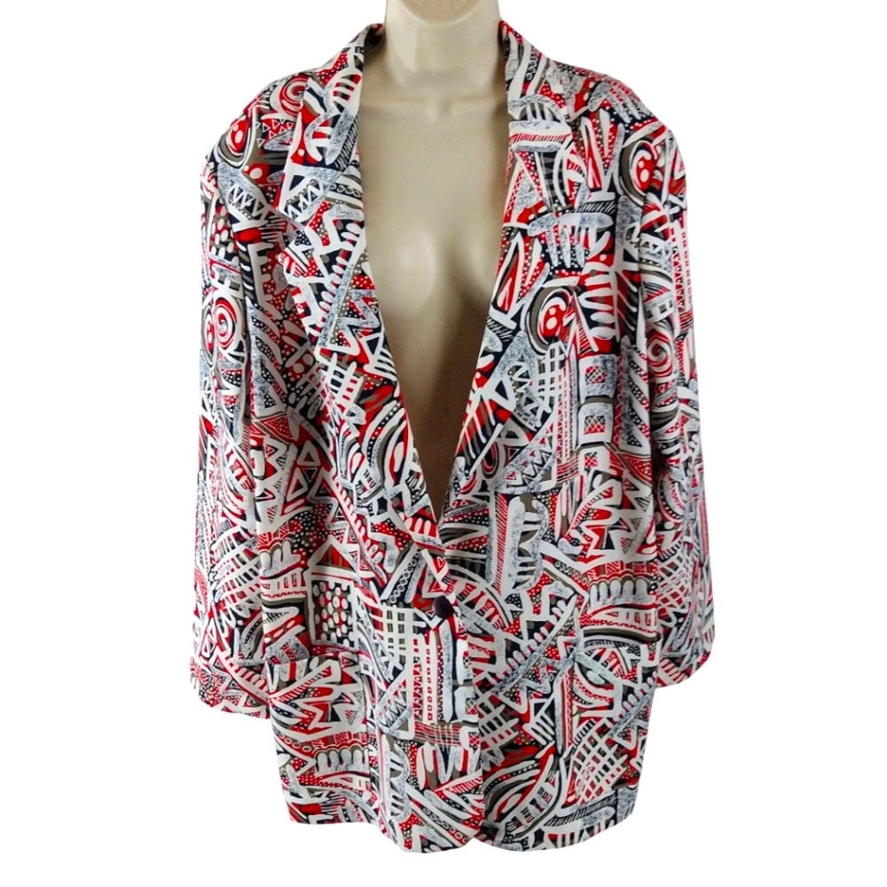 Stylish Abstract Print Women's Blazer Jacket
